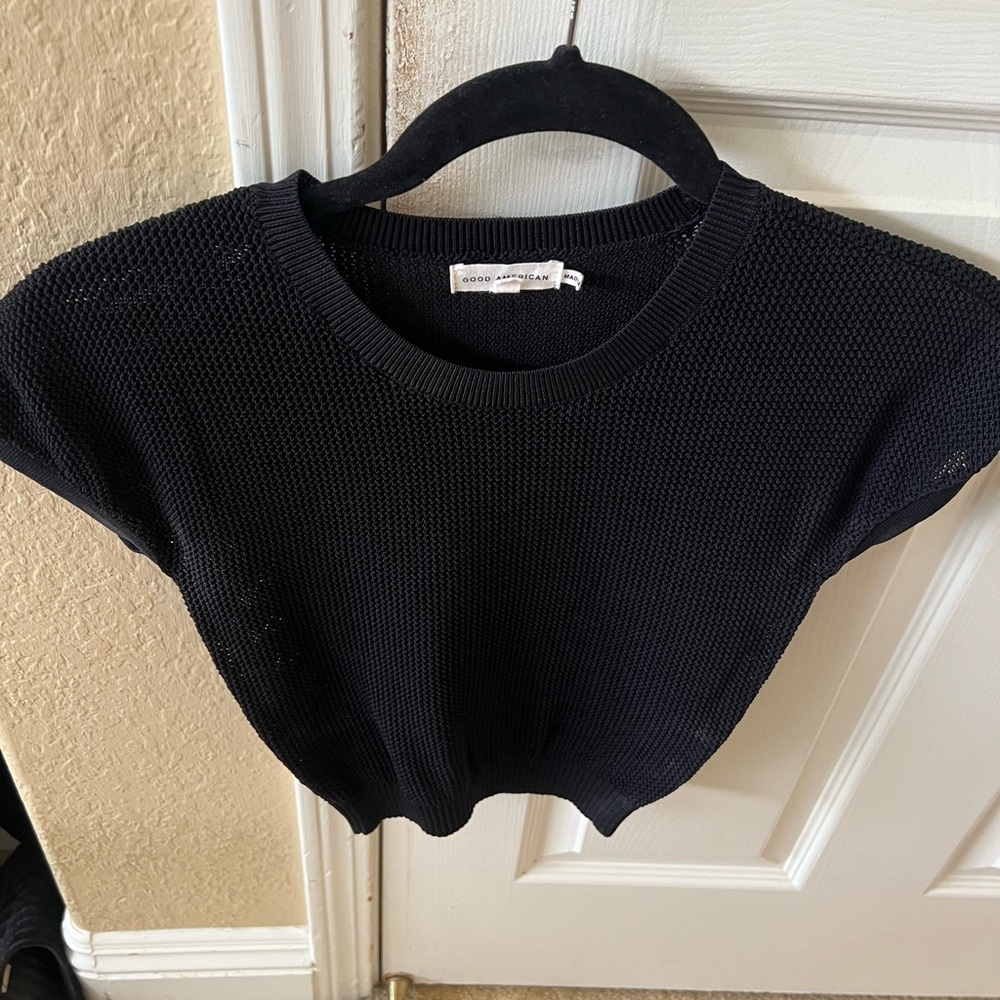Good American Black Knit Top